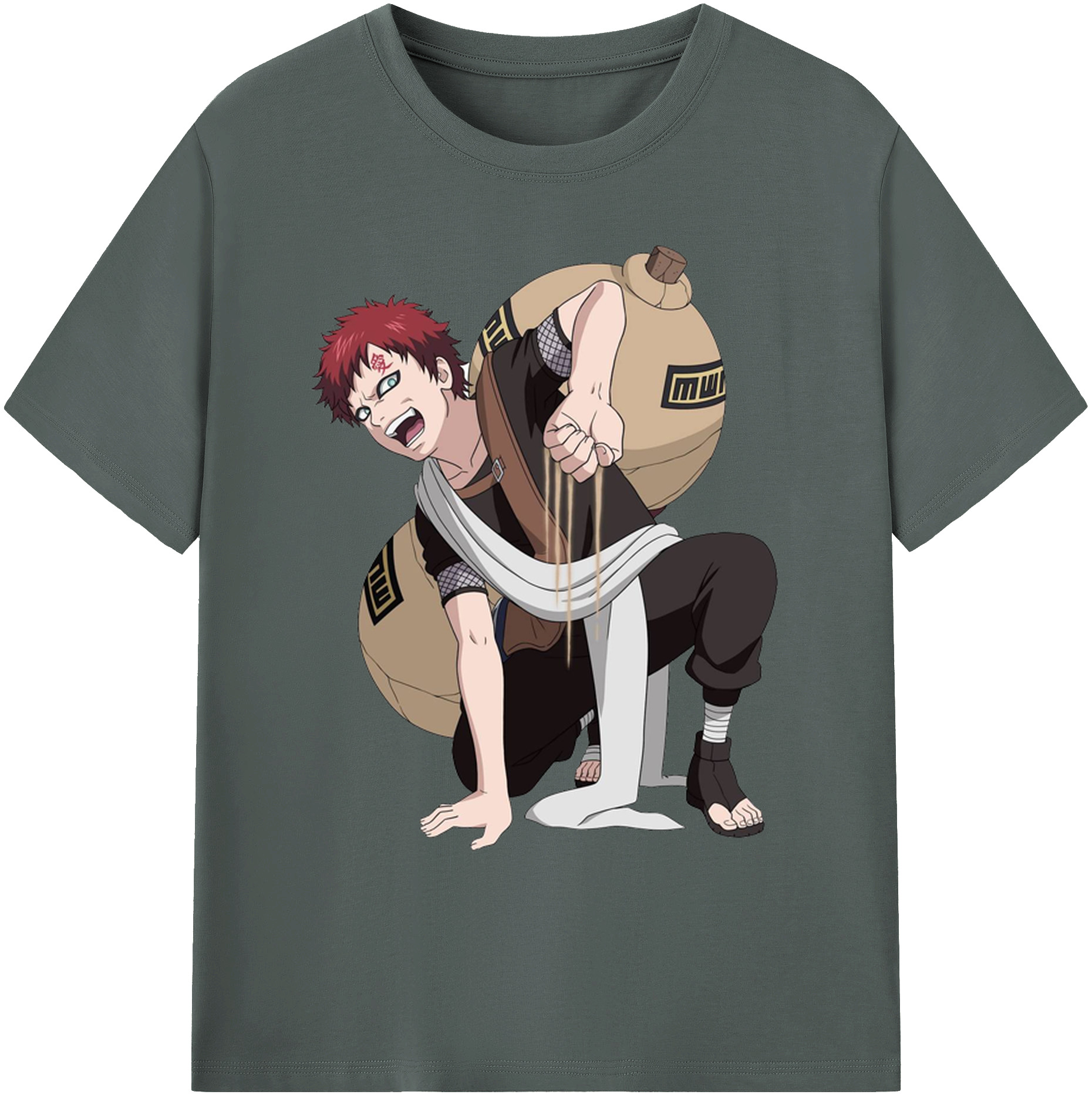 （画像用） NARUTO -ナルト- ガアラ Gaara 綿100％ メンズ半袖Tシャツ｜肌触りやわらか＆通気性